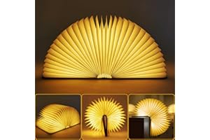 SANOTO Lampe Livre Led Pliante en Bois, Lampe Livre Lumineux en Noyer avec Batterie Rechargeable 2500 mAh, Lampe pour Livre Pliable Magnétique à 360°, Cadeaux d'anniversaire de Noël (20 * 16 * 2.5CM)