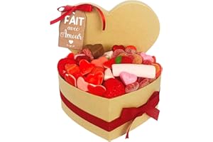 ONZA DULCE Y SALADO SWEET & SALTED Onza Coffret Cadeau de Bonbons à offrir pour un anniversaire en forme de cœur - Assortiment de 1 kg des meilleures friandises et bonbons - idee cadeau anniversaire avec lot de bonbons original.