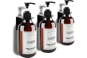 Gugxiom 3 st 500 ml schampodispenser för väggmontering, tvåldispenser utan borr för dusch, schampo och balsam dispenser med vattentäta etiketter, för badrummet hemma