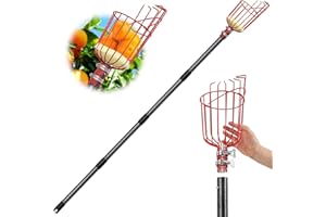 FLY HAWK Cueille-Fruits, 305cm Diamètre 14cm Cueille-Fruits avec Manche Télescopique ed Panier Antichoc, Cueille-Fruits à Longueur Réglable en Acier Inoxydable pour Cerises, Pommes, Poires, Agrumes, Oranges