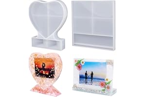 PGKDYC Resin Moulds Silicone, 2Pcs Square and Heart Frame Epoxy Resin Moulds, DIY Craft Moulds for Home Decoration and Creative Gifts, Reusable Silicone Moulds for Flowers and Resin Casting