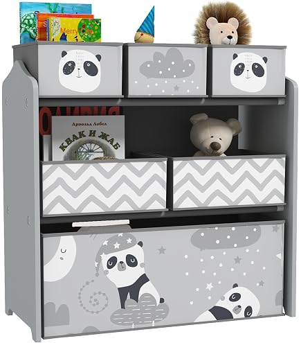 Scaffale Per Bambini SONGMICS Con 7 Contenitori - Libreria Giocattoli 60x62.5x29.5 Cm, Bianco, Facile Montaggio