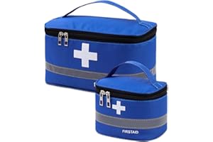 DOGMOON First Aid Bag Empty, 2PCS Small/Large First Aid Emergency Organizer Bags, Portable Empty Medicine Bags, Medicine Travel Storage Bag Portable First Aid Box for Outdoor Camping Travel Work(Blue)