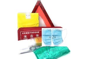 ‎MR-STYLE 5in1 KFZ Verbandskasten Auto 2023/2024 Kombitasche - mit Warnweste, Erste Hilfe Set,Warndreieck (Rot)