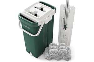 ‎JOYMOOP JOYMOOP Strapazierfähige kommerzielle Wischmopps für Bodenreinigung, Nass-Trocken-Wischmopp und Eimer-Set mit großem Fassungsvermögen, waldgrüner Wischeimer, inklusive 5 wiederverwendbaren 43,2 cm