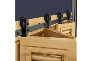 VEVOR Kit Quincaillerie de Porte Grange Coulissante Pliante, 1320,8 mm, Rail Simple Robuste, Montage par Haut, Coulissement Fluide, pour 4 Portes 30,48 cm de Placard, Buanderie, Porte Non Incluse