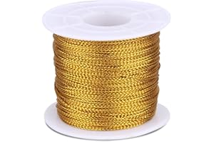G2PLUS 100M Filo d'oro Spago Dorato 1MM Corda per Gioielli Filo di Spago Natalizio per la Creazione di Gioielli Regalo o Ornamenti per Alberi di Natale