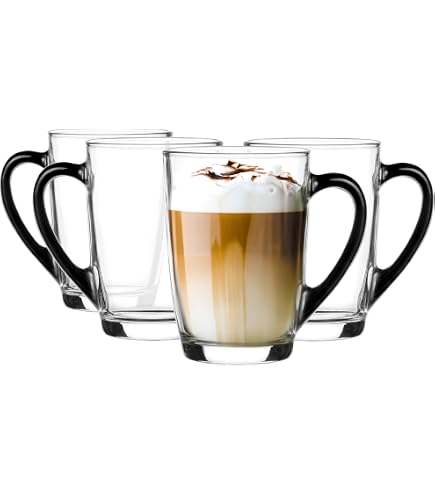 4 Verres à Café Glacé Glasmark KROSNO 1992 - 400ml Cappuccino - Lave-Vaisselle - Design Cuba