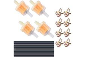 Vwoqiy Motorrad-Inline-Kraftstofffilter-Leitungsfederklemmen-Set, Universal-Gas-Inline-Kraftstofffilter, 4 Stück Benzin-Diesel-Inline-Filter, 4 Stück Kraftstoffleitungsschlauchleitung, 8 Stück