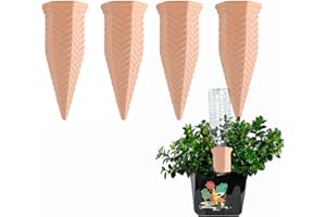 MKNZOME Automatic Plant Waterer, 4 Pack Terracotta Self Watering Plant Spikes Plant Watering Devices for Wine Bottles Vacation Clay Plant Garden Watering Stakes for Indoor & Outdoor Plants