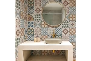 RE-COVERTILES - Adesivi per Piastrelle Bagno e Cucina 12 Pz 15x15 cm - PS00207 Decorazione murale in PVC impermeabile mattonelle mosaico stile cementine Azulejos