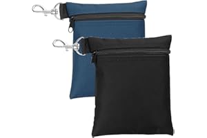 ZQSFPK 2 PCS Golf Tee Bag & Golf Ball Bag Pouch, Navy & Grey Durable Organizer with Heavy-Duty Zipper & Utility Hook,Portable Accessories Storage for Golfers