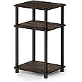 Furinno Just 3-Tier Turn-N-Tube End Table, Side Table, Nightstand, Columbia Walnut/Black