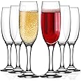 LAV Luxury Crystal Champagne Glasses Set of 6, 220ml 100% Lead Free Dishwasher Safe Flutes Glasses, Prosecco Glasses Flute, Wedding Flutes, Champagne Flutes Set of 6