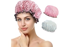AVAGIAFORU Gorro Ducha Mujer, Gorros de Ducha Impermeables, Shower Cap Reutilizables con Banda Elástica, Gorro de Ducha para Salón, Spa, Viajes, Hotel, Cocina (E)