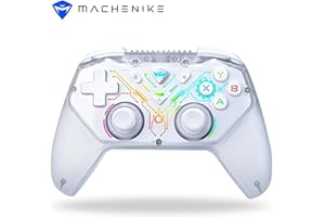 Machenike G3S Mando PC Inalambrico para Windows PC,Switch,Android,Mando Switch con dos motores de vibración,dos modos de conexión,retroiluminación LED,plug-and-play (Blanco)
