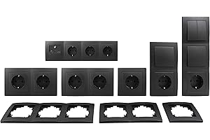 MC POWER - FLAIR - Juego de enchufes e interruptores de pared I Confort I 23 piezas I antracita, mate