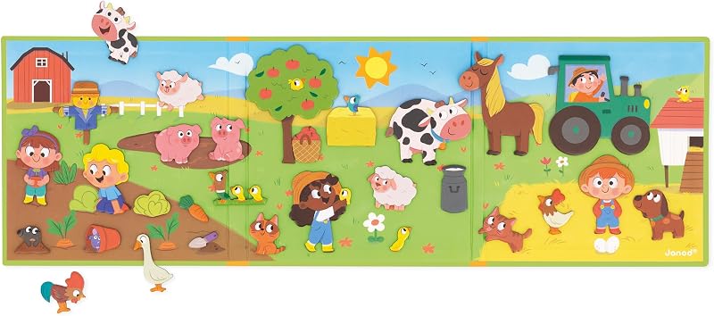 Janod - Magnéti'Stories La Fattoria - Gioco Educativo Magnetico 30 Calamite - Giocattolo per Bambini in Cartone FSC - Sviluppa l'Immaginazione e Le Abilità Fino-Motorie - dai 3 Anni, J05451
