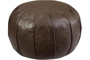 LOUIS DONNÉ Unstuffed Round Pouffe, Supersoft Handmade Faux Decor Pouf Ottoman Cover, Storage Solution, Foot Rest, Footstool, Pouffe Seat or Balcony Office Indoor(Dark brown)…