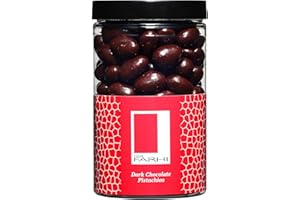 Rita Farhi Belgian Dark Chocolate Coated Roasted Pistachios in a Luxury Gift Jar 300 g