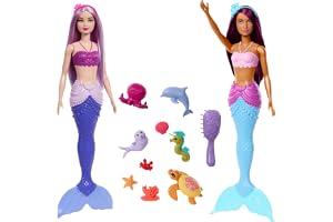 Sjöjungfru Barbie-dockor 2-pack: havsdjur, pannband och havstillbehör av Barbie