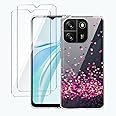 LYZXMY case for Blackview Wave 6C / Blackview Oscal Flat 1C (6.5") transparent mobile phone case + 2 pieces tempered glass protective film, case soft silicone TPU protective cover-WM85