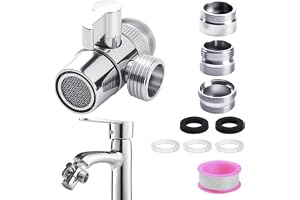 3-Vägs Duschavledningsventil,3-Vägs Duscharm Avledningsventil,3-Vägs Omställningsventil för Duschmunstycke G1/2 och Vattenkran Adapterset för Kök, Badrum,Duschsystem,Handfatsdusch,Adapter M22-M24,Krom