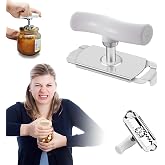 Kanji Pratik Kavanoz ve Şişe Kapak A&ccedil;acağı - Beyaz &ndash; Paslanmaz &Ccedil;elik, Ayarlanabilir, Ergonomik Tutma Saplı