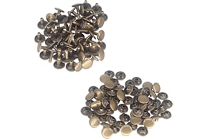 Trimming Shop Double Cap Rivets Leather Rivets Tubular Metal Studs for DIY Leathercrafts, Clothing Repair & Replacement, Handbag, Belts, 9mm x 7.5mm, Bronze, 100 Sets