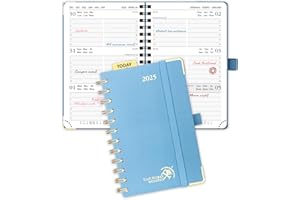 ‎POPRUN POPRUN Taschenkalender 2025 Klein Ringbuch mit Hardcover, ca. A6 (16 x 10,5 cm) - Kalender 2025 Klein (Jan.2025-Dez.2025) - Wochenplaner mit Vergoldete Schutzecken - Dunstblau