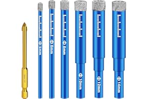 KERATOBLEEM 7 Pièces Foret Diamant Carrelage,Foret Diamant Gres Cerame avec 5/6/8/10/12/14 mm,Forets Metaux pour 6mm, Meche Perceuse Metal, pour Porcelaine,Céramique, Granit,Carrelage