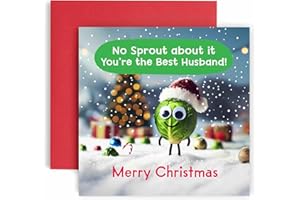 Huxters Christmas Cards for Men - Sprout Christmas Husband Christmas Card for him - Funny Anniversary Card for Husband Fun Happy Christmas - 14.8cm (Husband)