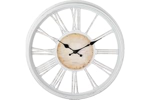 DIYZON Large Wall Clock 16'' Classicl Style, Roman Numerals - Modern Clcok Battery Powered for Home - Silent Non-Ticking Clocks for Living Room - Bedroom - Kitchen Clock (White)