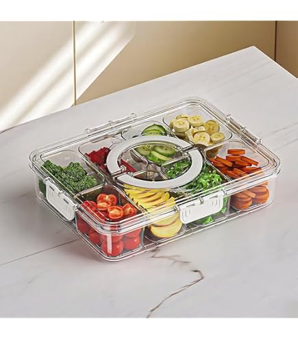 Snackbox Mit 4 Fächern & Deckel – Inkl. 6 Edelstahlgabeln, BPA-frei, Auslaufsicher