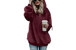 iWoo Bluza z kapturem, damska bluza z kapturem, polar, na jesień, zimę, ciepła, z długim rękawem, jednokolorowa, na co dzień
