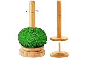 Lomdung Soporte para Hilo de Lana de Madera Extraíble, Dispensador de Lana Giratorio con Rodamiento, Soporte para Bolas de Hilo para Tejer Ganchillo, Soporte para Bolas de Lana para Tejer