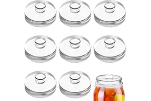 Jucoan 9 Pack Fermentation Glass Weights with Easy Grip Handles, Heavy Glass Fermenting Lids Kit for Wide Mouth Mason Jar Pickle Jar Fermenting Sauerkraut, Kimchi