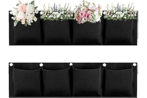 LUMOOM Lot de 2 sacs à plantes suspendus - En feutre - Pour jardin, balcon, cour, décoration d'intérieur - 4 poches