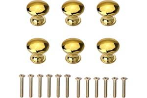 NC 6 Stück Schubladenknopf, Runde Möbelknöpfe, Pilztyp Kommodenknöpfe, Möbelknauf, aus Zinklegierung, mit Schrauben, für Schrank, Schublade, Küche, Kommode, Schminktisch, Gold