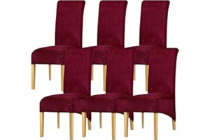 Leorate Chair Slipcovers Large Thick High Back Chair Cover Stretch Velvet Seat Cover for Wedding Party Dining Room Hotel Wine Pack of 6