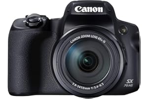 Canon PowerShot SX70 HS Digital Camera 20.3 MP, 65x Optical Zoom, Vari-Angle 7.5 cm LCD Screen, Wi-Fi, 4K Video black