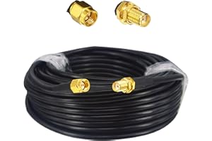 Boobrie Élevé Câble SMA 20M Câble Coaxial RG58/U SMA Mâle à SMA Femelle Câble Coaxial 50 ohms Rallonge SMA pour Routeur WiFi 3G 4G LTE Antenne WiFi Faible Perte Routeur LAN sans Fil GPS(Pas pour TV)