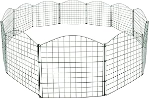 ‎REAWOW REAWOW Teichzaun Set Komplett-Set mit 12 Zaunelementen und 13 Befestigungsstäben Welpanauslauf Metall Gartenzaun Freigehege (Oberbogen,Grün)