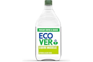 Ecover Liquide Vaisselle Ultra Dégraissant, Spécial Peaux Sensibles, Parfum Citron et Aloe Vera, Flacon de 950 ml