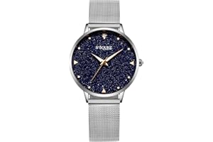 Alienwork IK Shine Reloj Mujer Esfera del mármol Verdadero Banda de Malla
