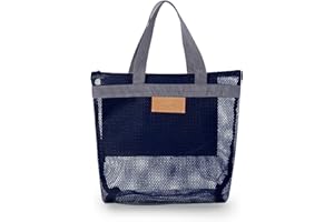 AfitLulu Borsa da doccia a rete, per doccia, ad asciugatura rapida, da spiaggia, leggera, con chiusura lampo e 2 scomparti per nuoto, spiaggia, viaggi