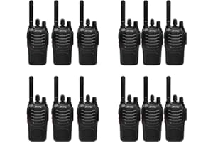Walkie Talkie PMR446 lizenzfreies Zwei-Wege-Funkgerät, pofung PT88E 16 Kanäle Professionelle wiederaufladbare Walkie Talkies mit großer Reichweite mit USB-Ladestation und Hörmuscheln Schwarz 12 Stück