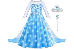 ACWOO ELSA Kostüm Mädchen, ELSA Kinder Prinzessin Kleid für Halloween Weihnachten Verkleidung Karneval