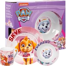 Set Petit-Déjeuner Pat' Patrouille 3 Pièces Pour Enfants – Skye, Everest Et Liberty – Vaisselle Enfant En Porcelaine, Lave-Vaisselle & Micro-Ondes