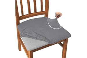 Granbest Jacquard Dining Room Chair Seat Covers Set of 4, High Stretch Dining Room Chair Slipcovers Anti-Dust Seat Protector for Dining Room, Kitchen (Set of 4, Light Grey)